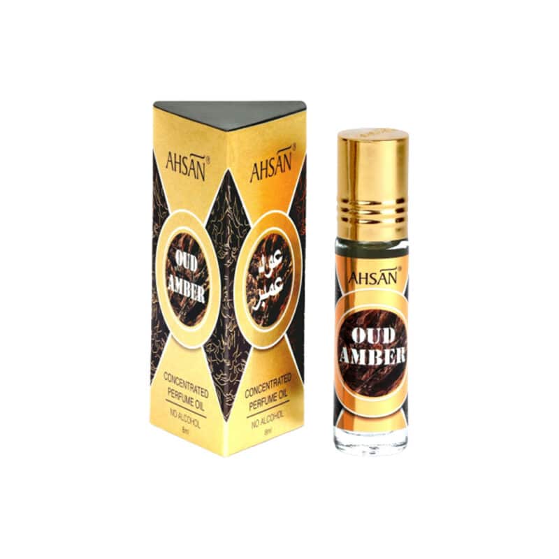 Ahsan Oud Amber Attar Concentrated Oil, Non-Alcoholic 8ml